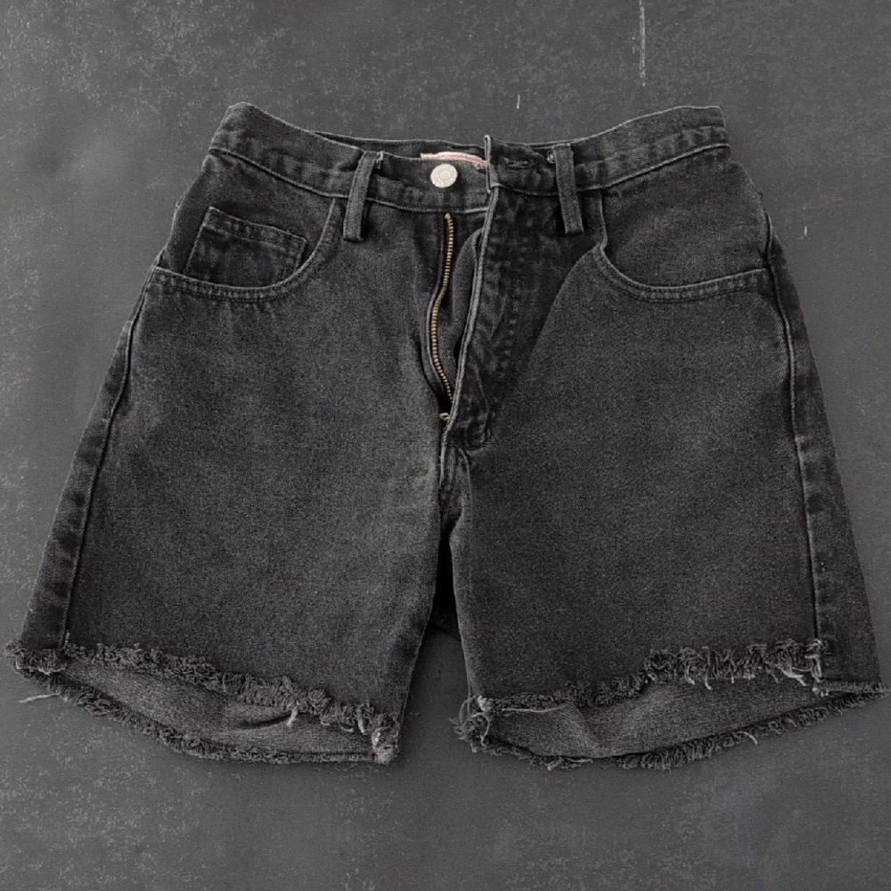 Vintage Guess Charcoal Denim Cutoff Raw Hem Shorts